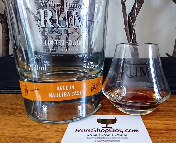 William Hinton Rum: Madeira Cask Finish: Bottle & Glass