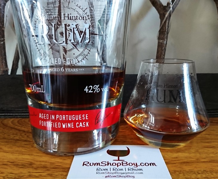 William Hinton Rum: Portuguese Fortified Wine Cask Finish: Bottle & Glass