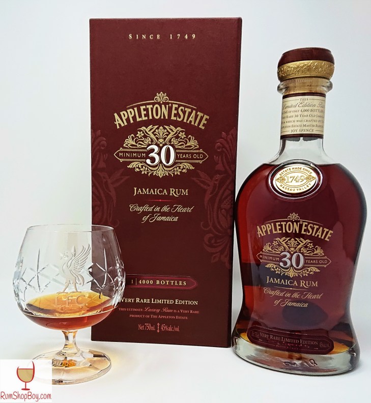 Appleton 30yo Bottle, Box and Glass