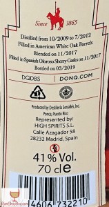 Don Q Oloroso Sherry Finish REAR Label