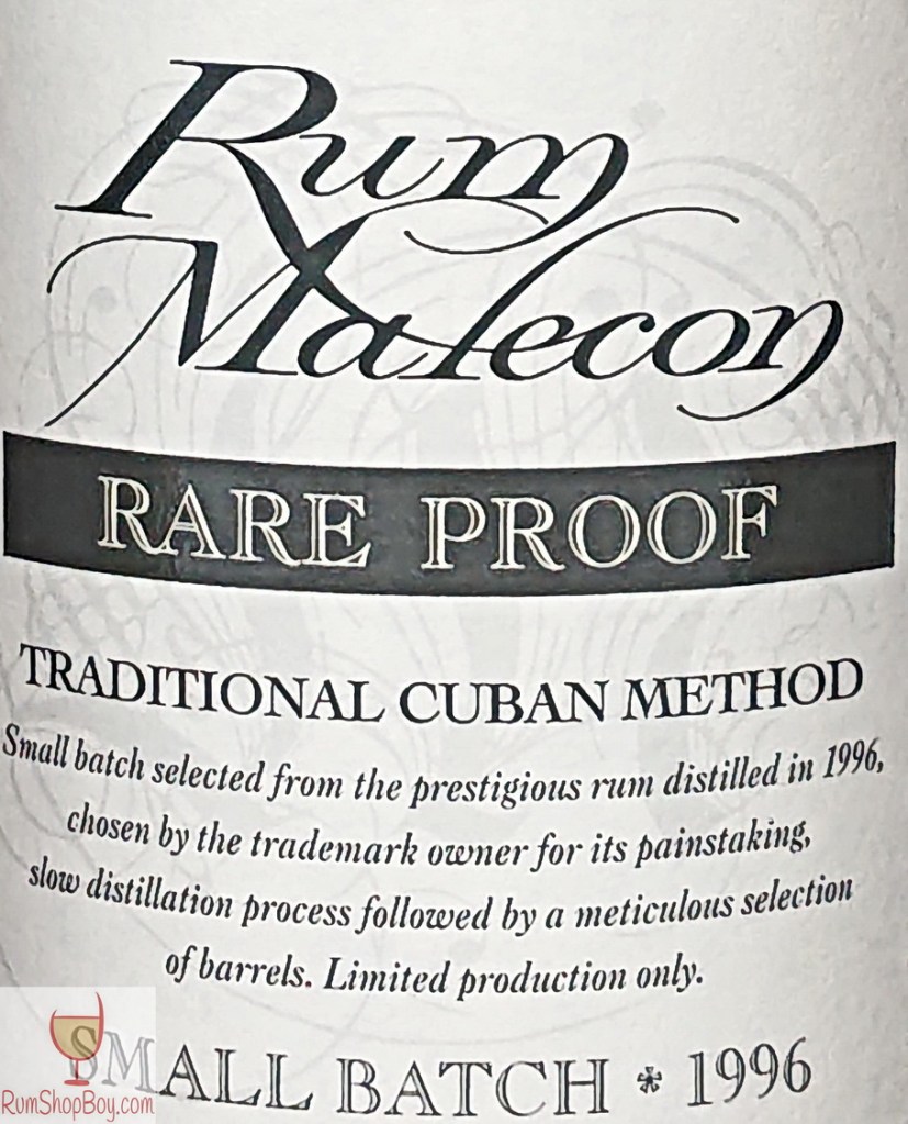 Rum Malecon 20yo Front Label