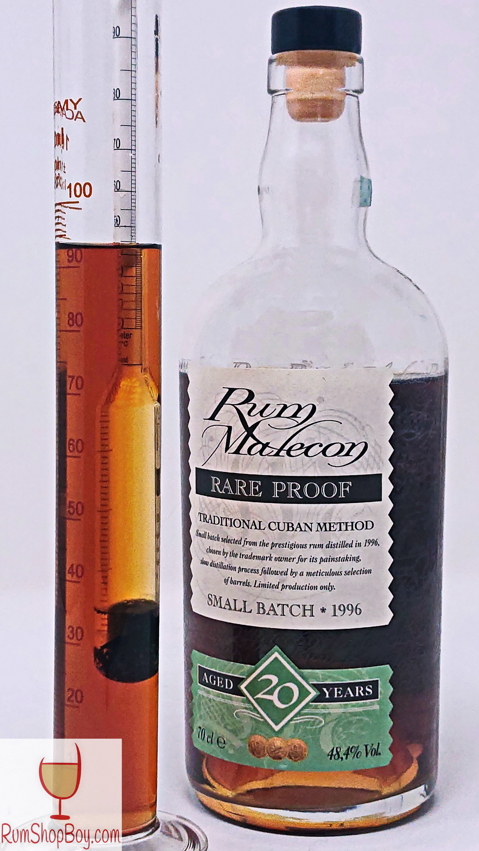 Rum Malecon 20yo Bottle and Hydrometer Test