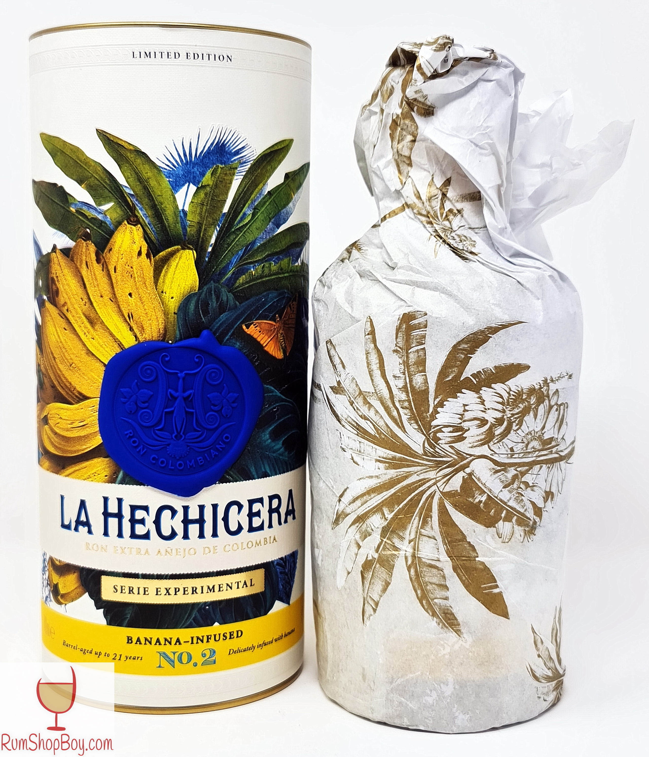 La Hechicera Banana Infused Rum Tin and Bottle